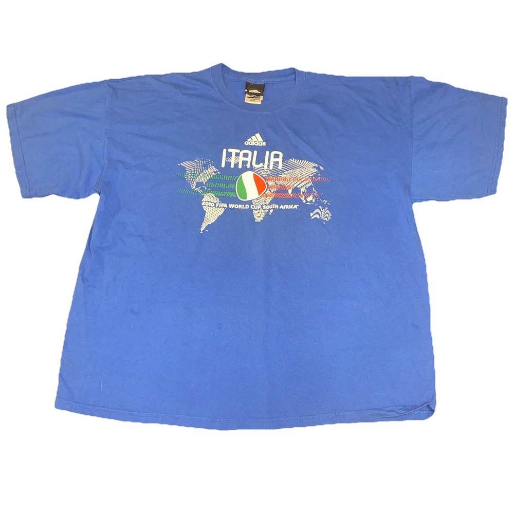 Adidas Italy 2010 FIFA World Cup T Shirt Mens 2XL Blue Italia Soccer Tee Vintage